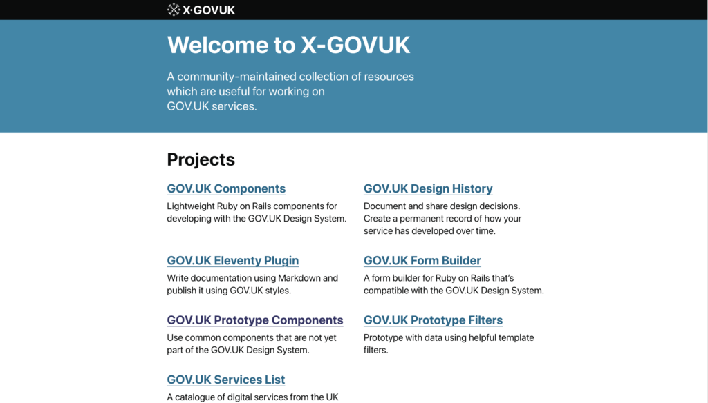 Home page of the X-Gov site, maintained by Frankie Roberto, Paul Lloyd and Paul Hayes